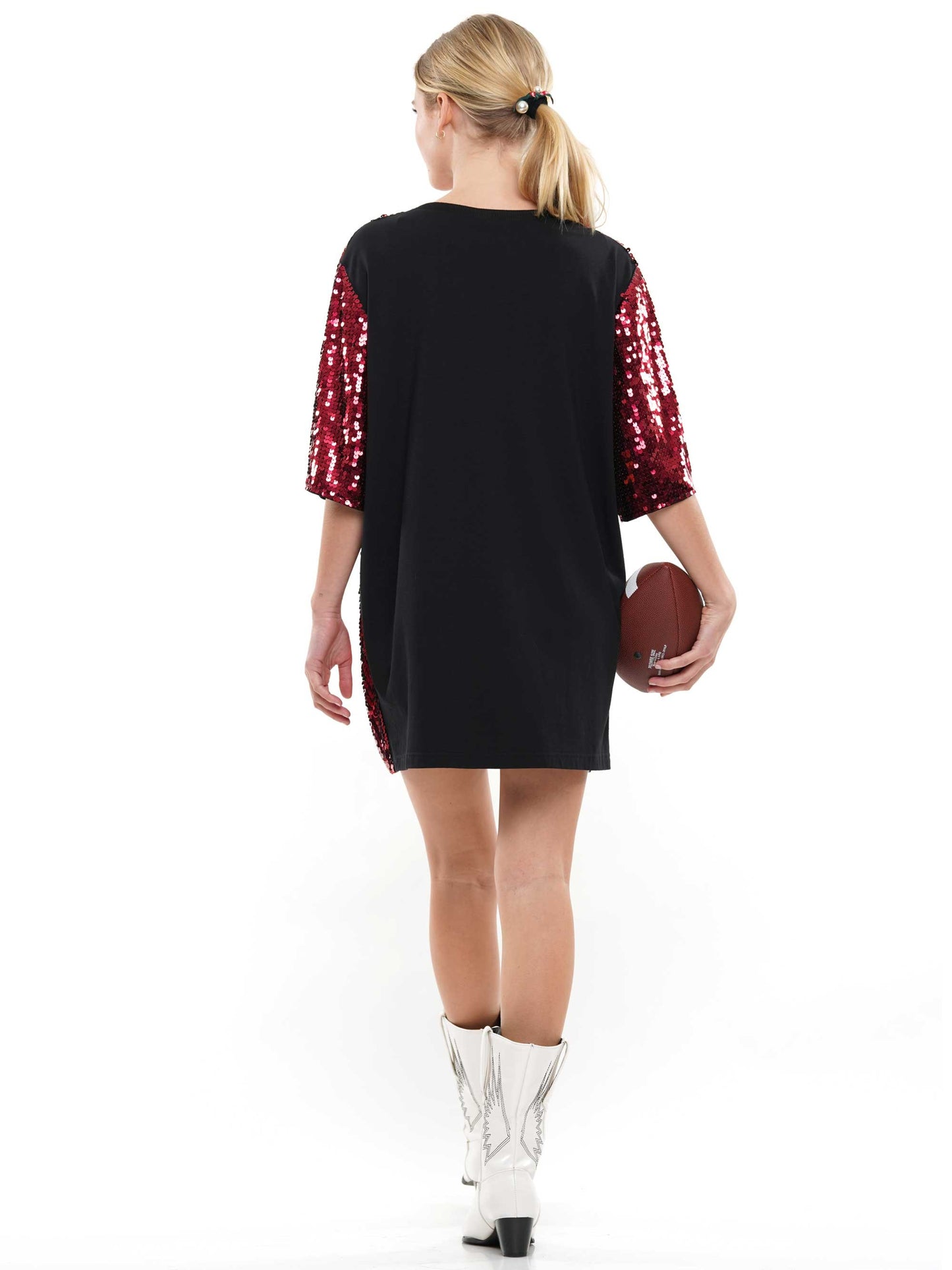 Crimson/White Gameday With Elephant Sequin Dress - One Size
