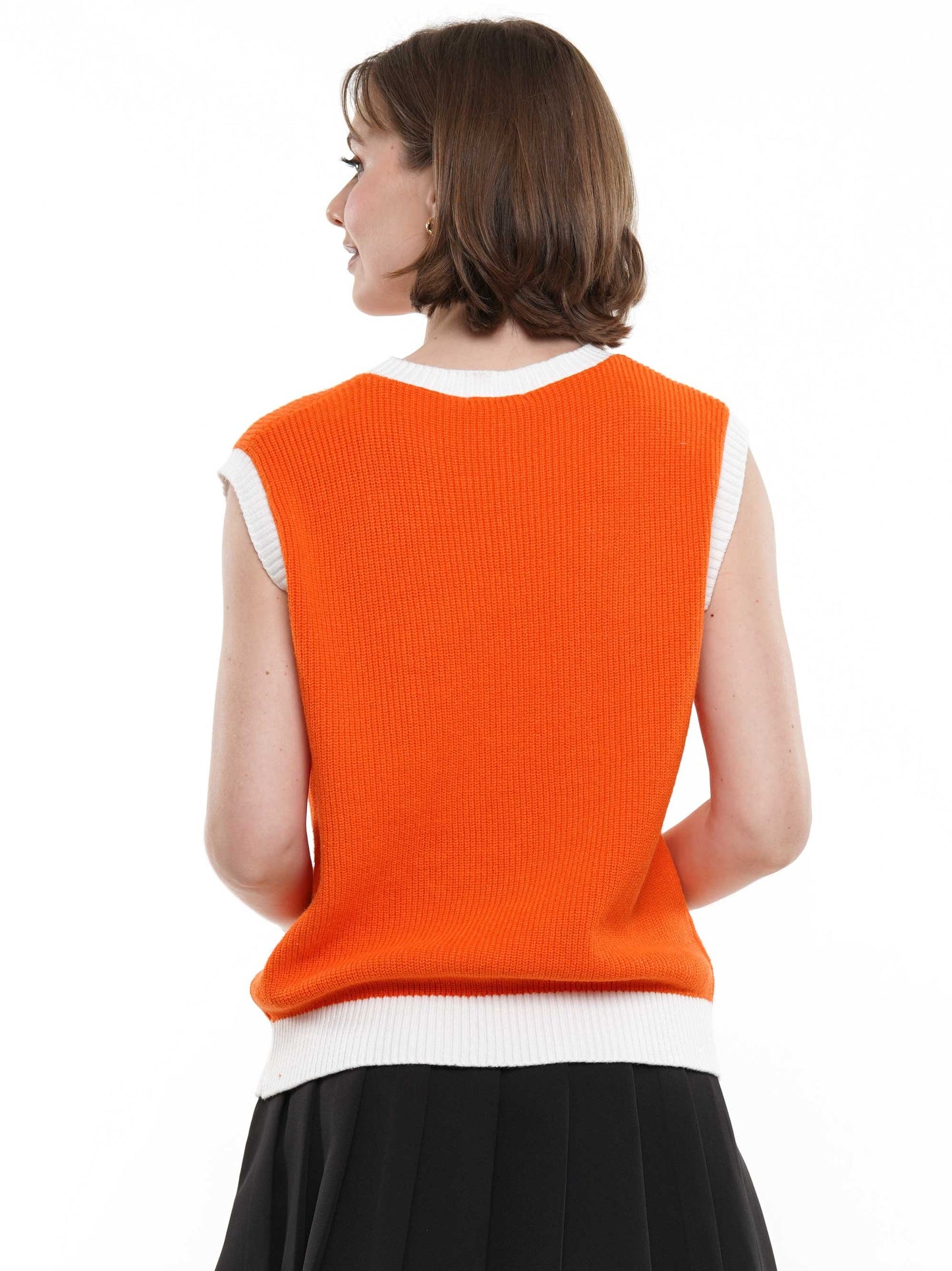 Orange/White Sequin Tiger Sweater Vest