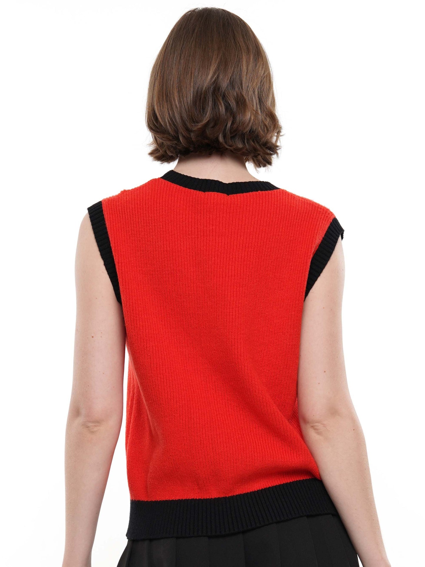 Red/Black Sequin Multi Bull Dog Sweater Vest