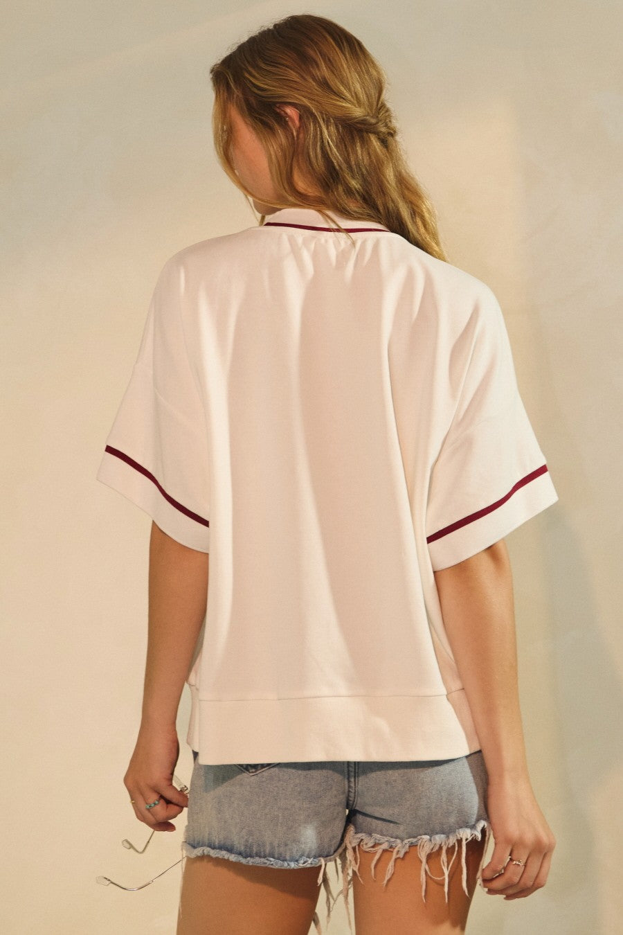 Crimson/White Oversized Game Day Short-sleeve Shirt