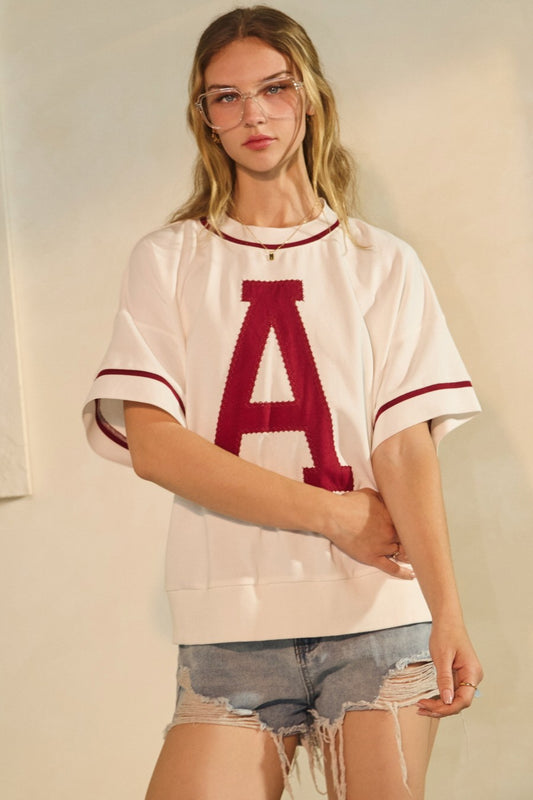 Crimson/White Oversized Game Day Short-sleeve Shirt