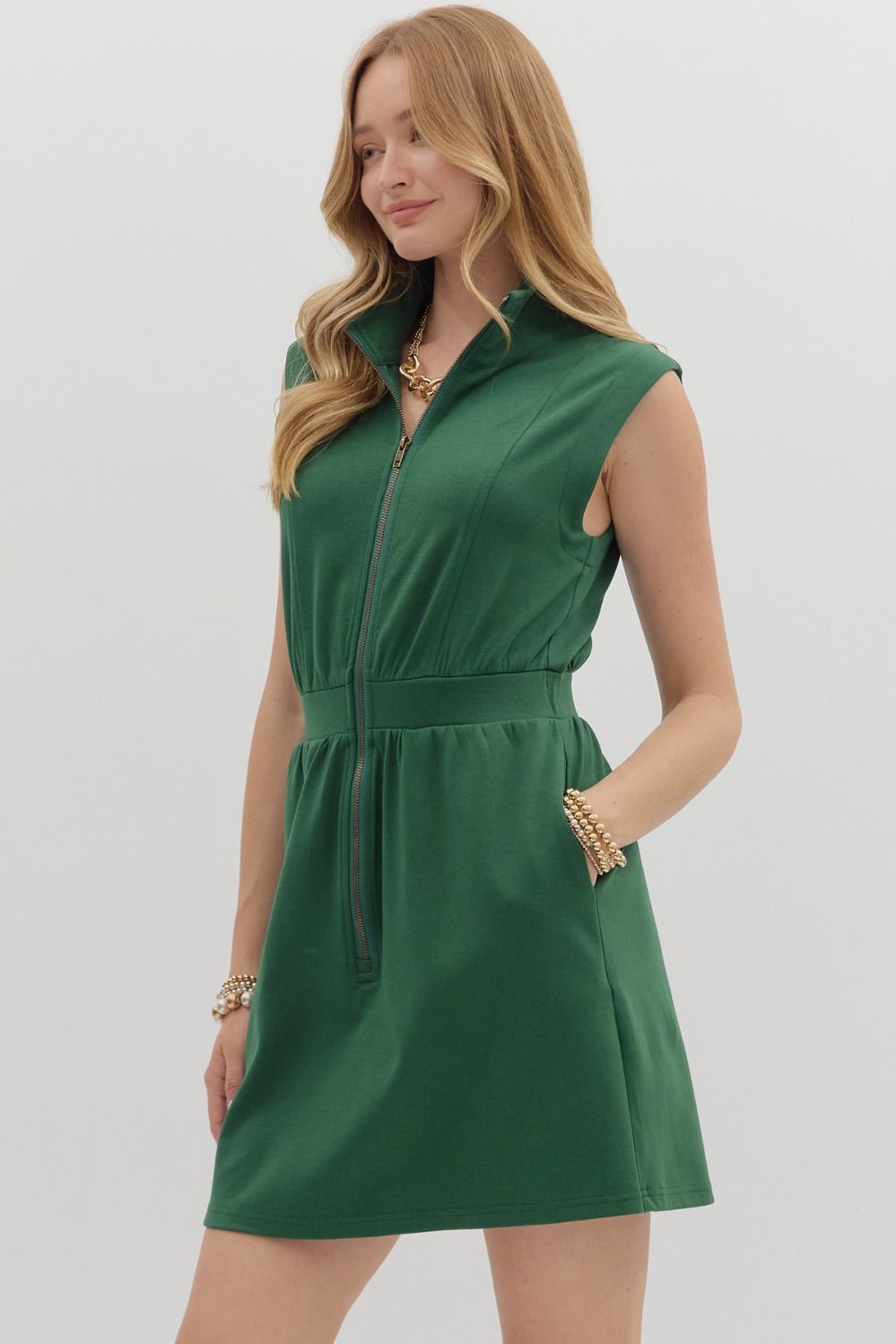 Hunter Green Zip Up Dress