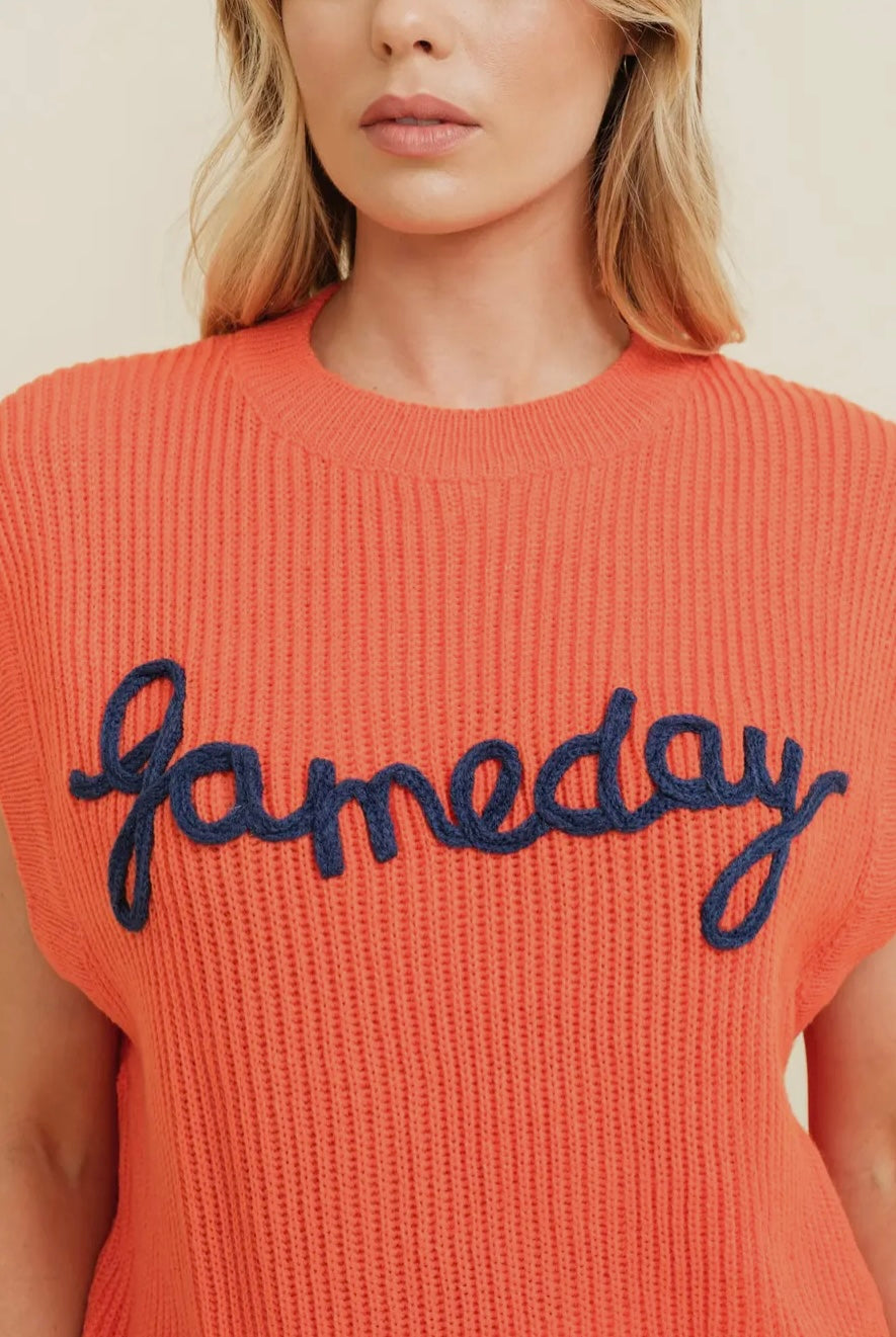 Orange “gameday” embroidered top