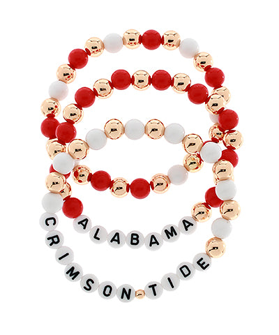 Red/White 3 Row Beaded Bracelet