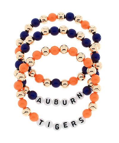 Orange/Navy 3 Row Beaded Bracelet