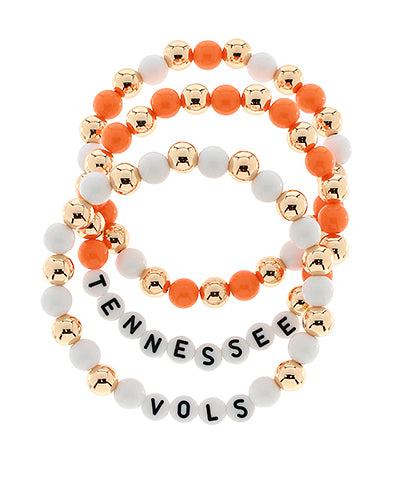 Orange/White 3 Row Beaded Bracelet