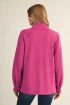 Magenta Long Sleeve V-neck Top