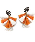 Orange/White Football Pompom Earrings