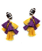 Purple/Yellow Football Pompom Earrings