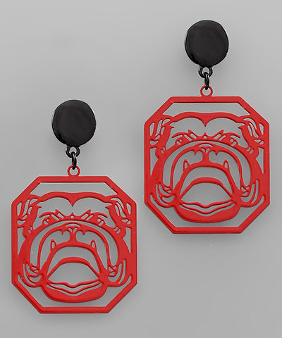 Red/Black Filigree Bulldog Earrings