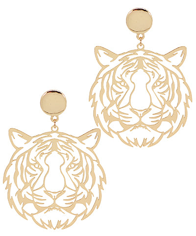 Gold Filigree Tiger Earrings