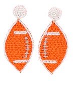 Orange/White Football Beaded Earrings