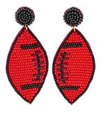 Red/Black Football Beaded Earrings