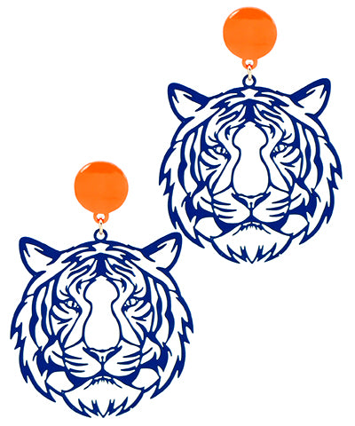Navy/Orange Tiger Filigree Earrings
