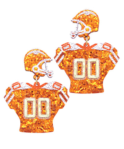 Orange/White Football Helmet & Uniform Earrings