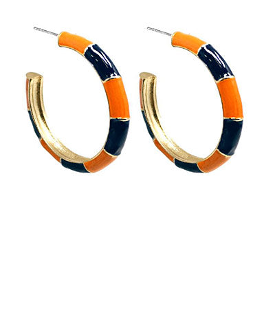 Navy/Orange Epoxy Color Hoops