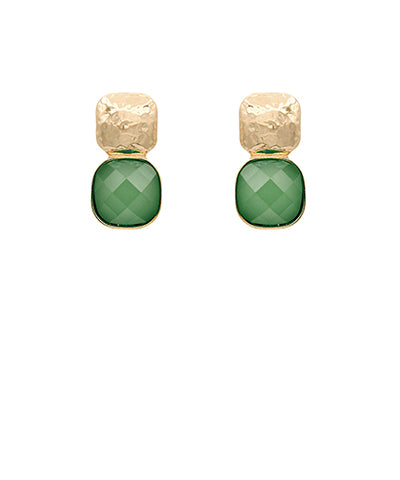 Green Textured Metal Earrings
