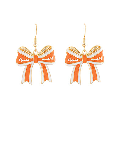 Orange/White Ribbon Enamel Drop Earrings