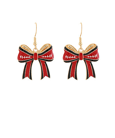 Red/Black Ribbon Enamel Drop Earrings