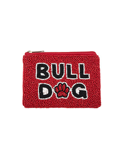 Red/Black Bull Dog Beaded Coin Pouch