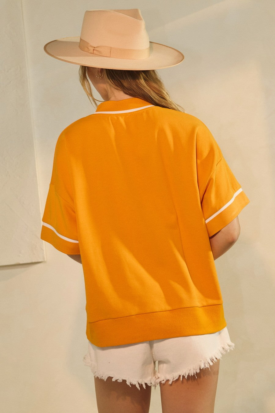 Orange Oversized Game Day Short-sleeve Sweatshirt