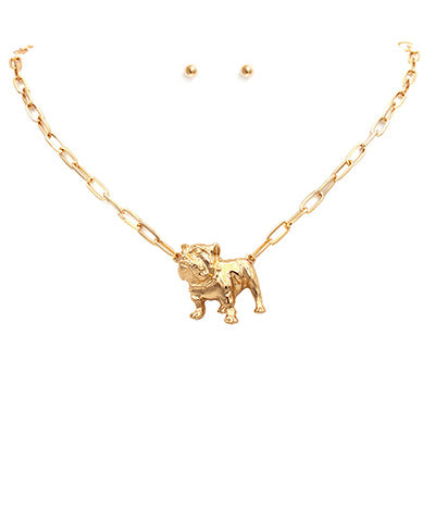 Bull Dog Paper Clip Chain Necklace