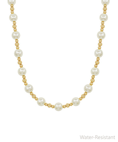 Cream/Gold Ball Station Necklace