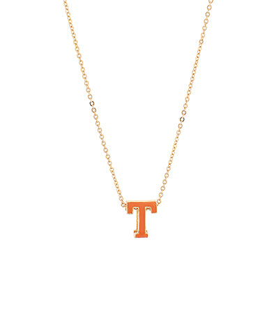 T Orange Letter Pendant Necklace