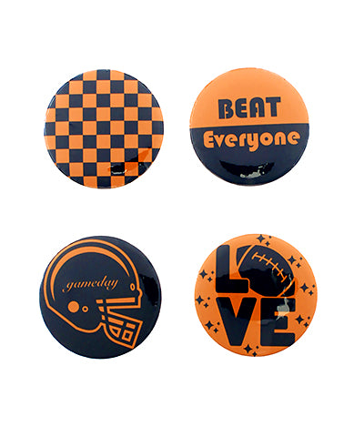 Orange/Navy 4 Piece Button Pins Set