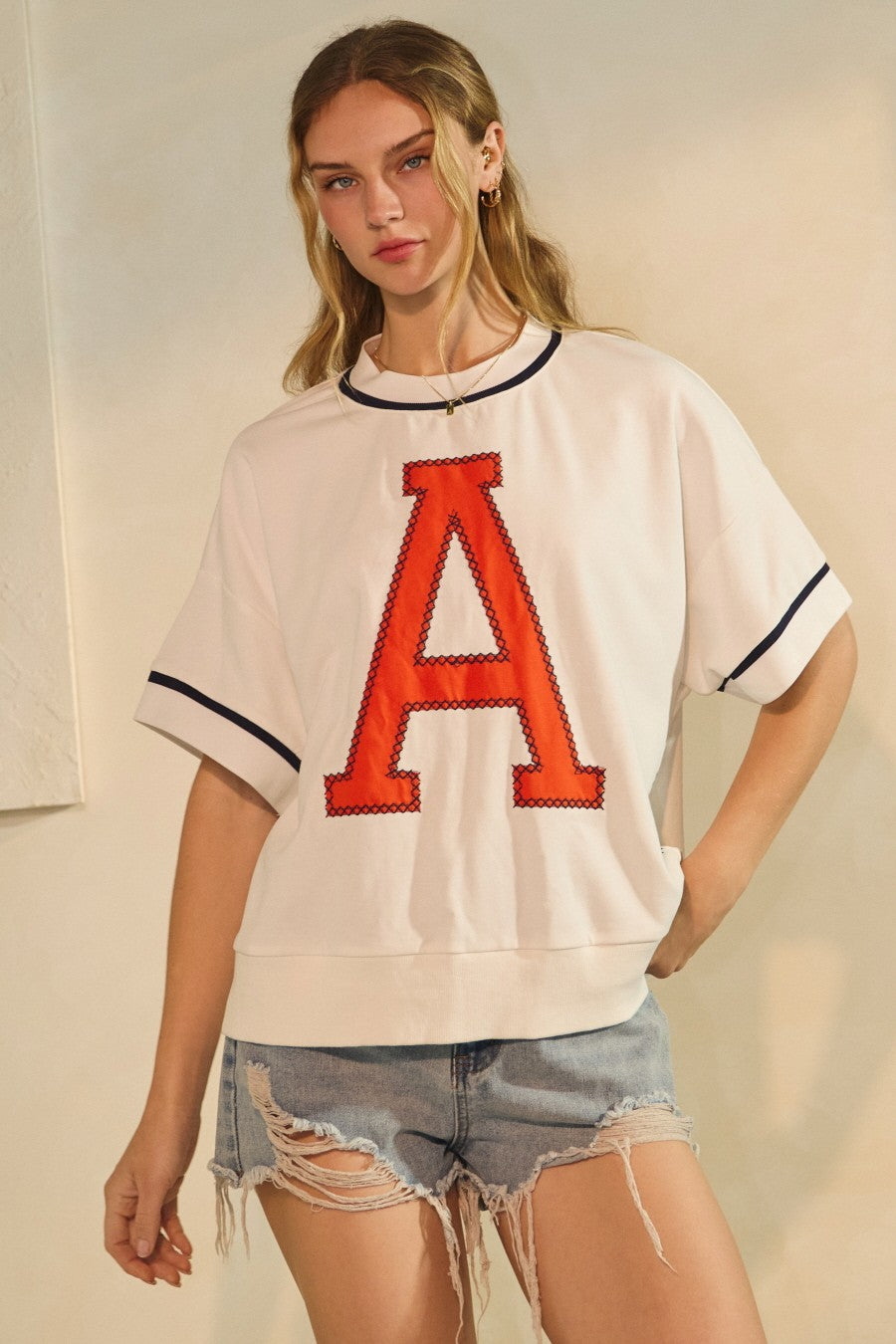 Orange/White Oversized Game Day Short-sleeve Shirt