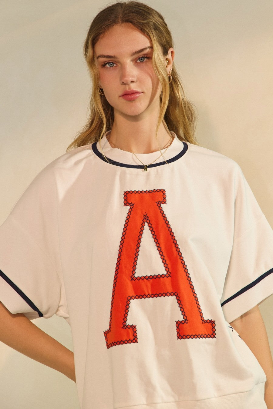 Orange/White Oversized Game Day Short-sleeve Shirt