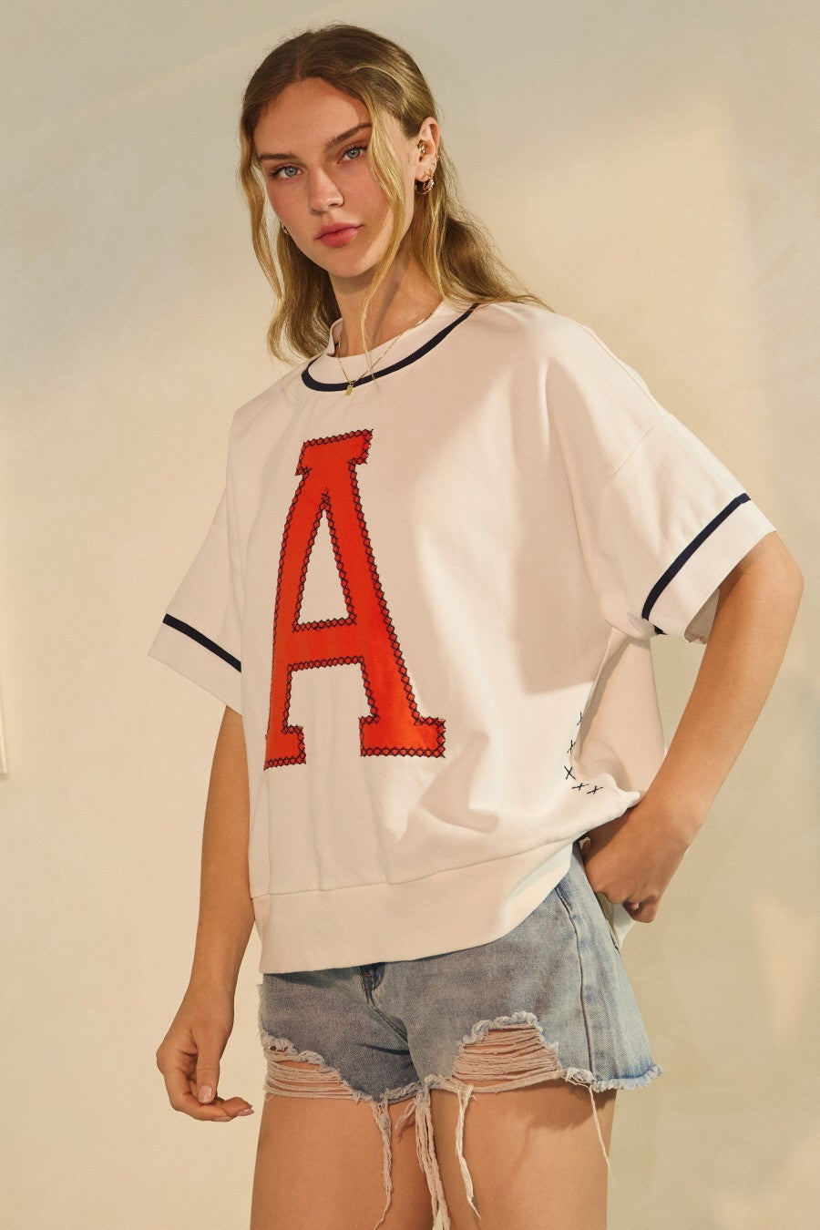 Orange/White Oversized Game Day Short-sleeve Shirt