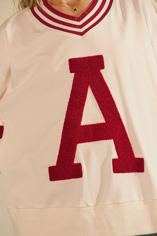 White/Dk Red Varsity Pullover