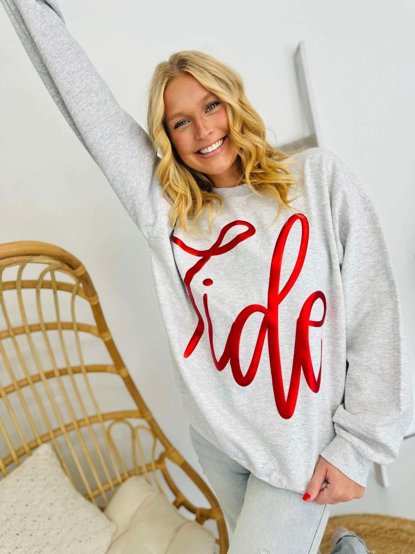 Grey Tide Metallic Puff Sweatshirt