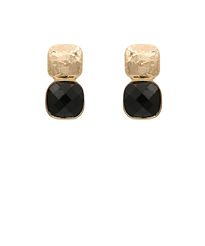 Black Textured Metal Earrings