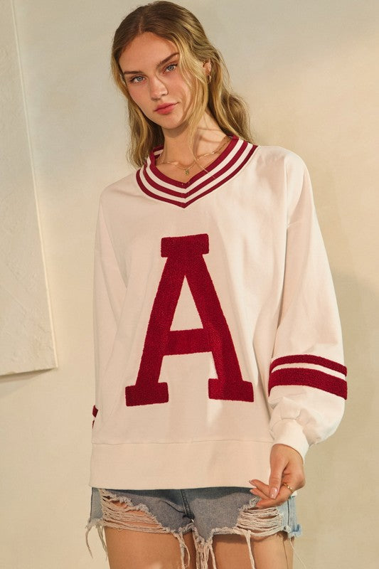 White/Dk Red Varsity Pullover