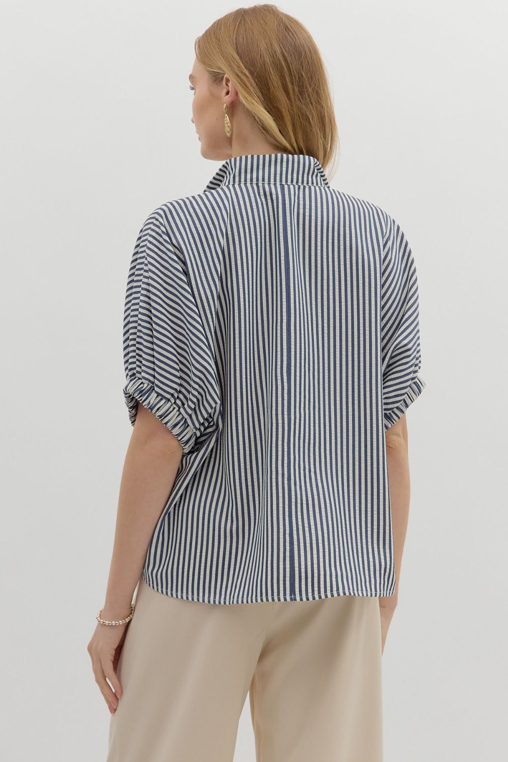 Navy Stripe Pattern Top