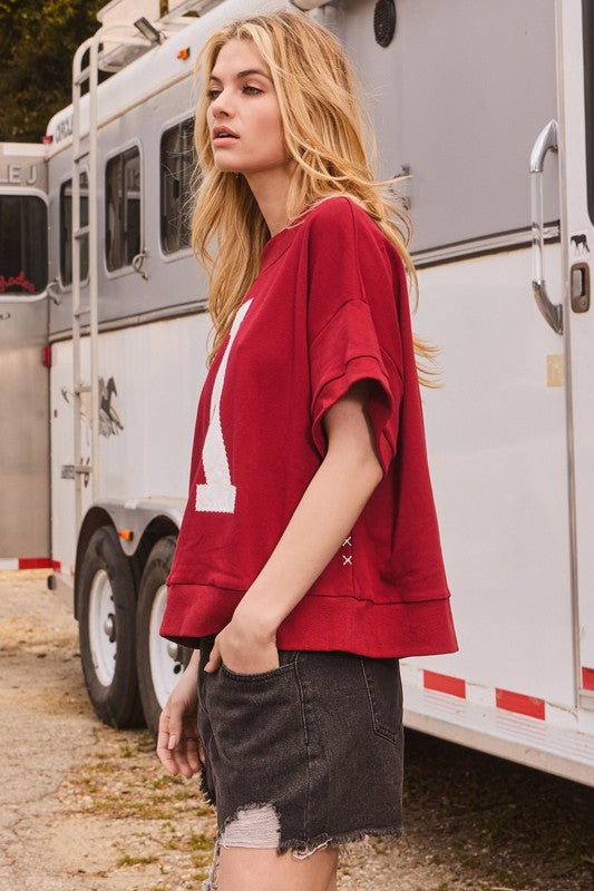 Dark red A oversized shirt