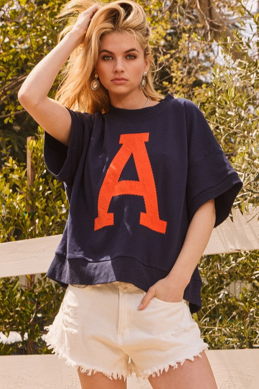 Navy Lettering Oversized Shirt