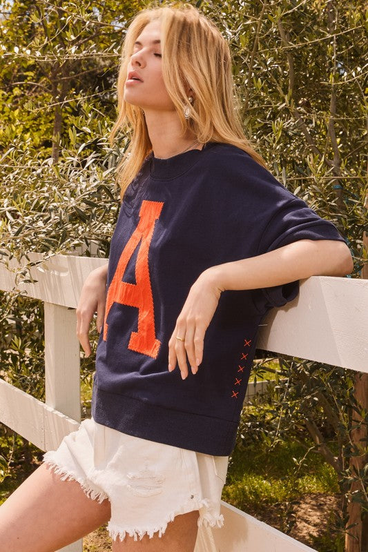 Navy Lettering Oversized Shirt