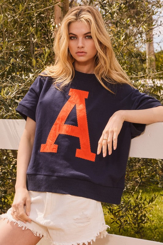 Navy Lettering Oversized Shirt