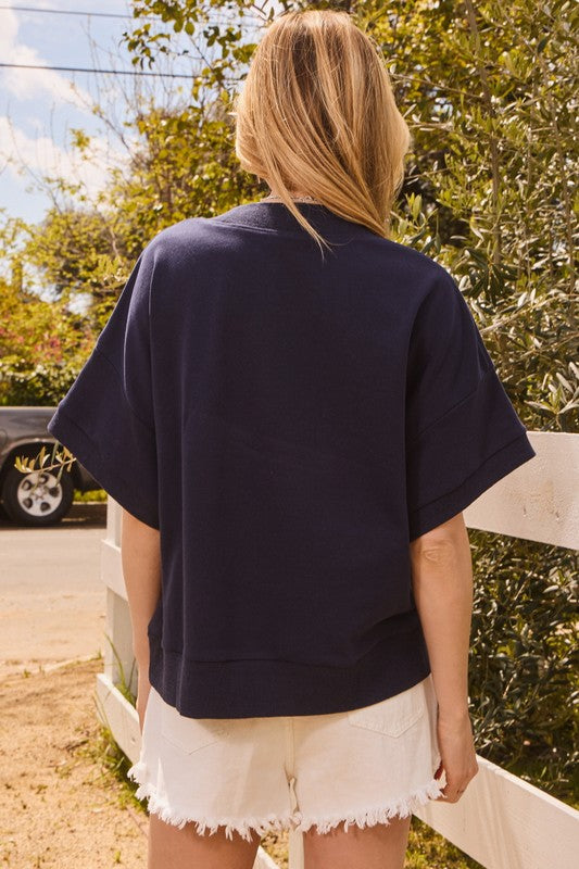 Navy Lettering Oversized Shirt