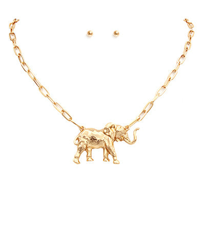 TESTING - Elephant Paper Clip Chain Necklace: GOLD