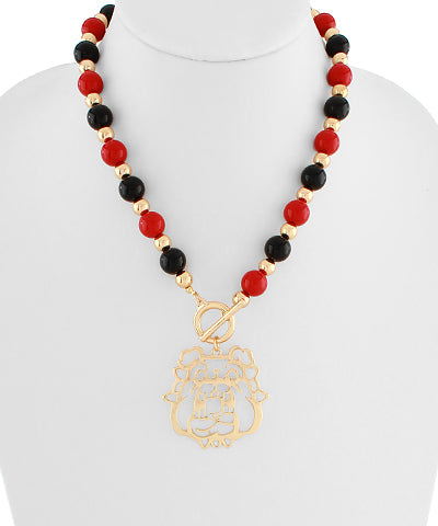 Red/Black Acrylic Ball Pendant Necklace