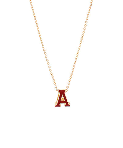A Burgundy Letter Pendant Necklace